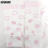 E-girl Kawaii Leg Japanese Cartoon Print Harajuku Gothic Mall Vintage Pink Knee-length Long Socks Women Y2k Cute Emo
