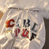 Streetwear Vintage Print Letter Hooded Zip Hoodie Womens 2022 Loose ins Couples y2k Tops Hip Hop Cardigan Hoodie