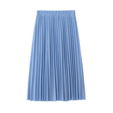 and Autumn New Fashion Women's High Waist Pleated Solid Color Half Length Elastic Skirt Promotions Lady Black