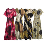 Women's Clothing 2025 Spring New Temperament Elegant Silk-Sting Texture Waist-Print Amply