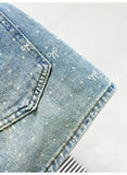 Denim Bow Polka Dot Printed Butterfly Chain Mini Skirt- Outfit