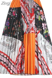 Dot Midi Skirts Women 2023 New Spring Casual Female Print Pleated Party Beach Skirt Elegant