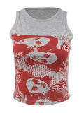 Gothic Screen Print Crop Tank Top- Outfit
