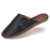 Leather Home Slippers for Men Winter Warm Plush Slippers Bedroom Genuine Leather Unisex Men/women House Indoor