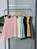 Folding Top Irregular Sleeveless Vest Chic Design Feeling Thin Folded Fashion T-Shirt