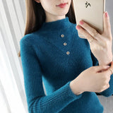 Zingj And Winter Half High Collar Button Thick New Foreign Style Jacket Sweater Imitation Mink Wool Coat Female Bottom Shirt-Outfit