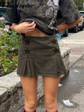y2k Star Pleated Skirts Vintage High Waisted Zipper Cute Grunge Mini Skirts Women Prepply Academic Jeans Skirts