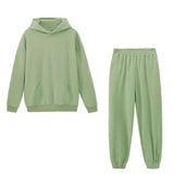 2021 Women Hoodies and Sweatpants White Tracksuits Female Two Piece Solid Color Pullovers Jacket Lounge Wear