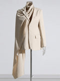 Personality Niche 2025 Autumn New Scarf Collar Hollow Out A Variety Of Wear Suit Pure Color Coat