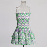 2025 Spring New Fashion Sexy Dot Embroidery Design Feel Waist Thin Lotus Leaves Side With Bra Dress