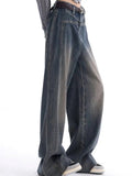 faded baggy boyfriend jeans with grosgrain