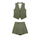 2025 New Women's Linen Blend, Vest, Vest And Shorts