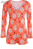 Women Bodysuit Long Sleeve Deep V Neck Bodycon Stretch Leotard Crop Top Button Short Romper Pajamas Women Jumpsuit