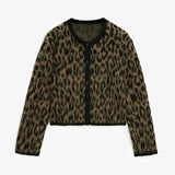 Leopard Print Knitted Cardigan-Outfit