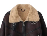 And Winter New Fur One-Body Jacket Sweet Cool Hot Girl Women's Fashion Street Trend Lapel Short Biker
