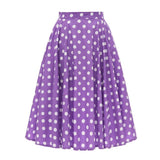 Summer Midi Skirt Runway Vintage Rockabilly Sundress Red Womens Sexy Pinup 50S Cotton Polka Dot Pattern Skater