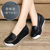 New Women's Genuine Leather Sneakers Platform Shoes Wedges White Lady Casual Shoes Swing mother Shoes Size