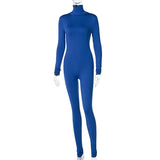 Color Women Rompers 2021 Long Sleeve Solid Turtleneck Skinny Bodycon Jumpsuit Fashion Fitness Casual One Piece