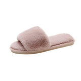 Zingj Autumn And Winter Cotton Slippers Indoor Korean Version Home Flat Open Toe Word Trawl Red Fashion Short Plush- Outfit