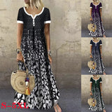 Zingj And Summer New Temperament Dress Cotton Positioning Printing V-Neck Short Sleeve Large-Size Dress-Outfit