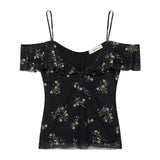 2025 New Women's Clothing Mesh Print Slings + Half-Dress Fashion Women's