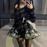 Gothic Long Unisex Sweater Summer Women Striped Cool Hollow Out Hole Broken Jumper Loose Rock Thin Dark Streetwear