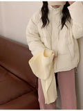 2024 Winter New Korean Version Sweet Shawl Small Down Jacket Female Thick Bread Clothing White Duck Down Coat Tide-Outfit