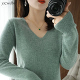 Sweaters Women Casual V-neck Solid Jumpers Pullovers Spring Autumn Womens Sweater Cashmere Knitwear Bottoming