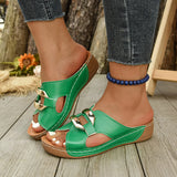 Large-Size Hollow Buckle Thick Bottom Slippers Women Summer Slope And Leisure Light Beach Cold