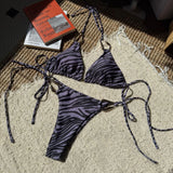 2025 New Zebra-Print Metal Accessories Sexy Suspension Swimsuit