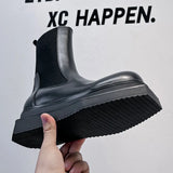 Spring And Autumn New Fashion Versatile Men's Martin Boots Black High Top Leather Shoes Fashion Short Boots