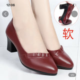 Head Shallow Mouth Mother Shoes Soft Sole Leather Shoes In The Elderly Heel Single Shoes Spring And Autumn Women's Shoes Work