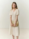 Elegant Vintage French Gentle Style Dress V-neck Temperament Slim Dress Lantern Sleeve For Women 2022 New Female
