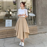 Pants Women Autumn Solid Asymmetric Trendy Design Simple High Waist Korean Elegant Leisure All-Match Streetwear Chic