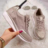 Casual Shoes 2020 New Fashion Wedge Flat Shoes Zipper Lace Up Comfortable Ladies Sneakers Female Vulcanized