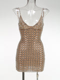 High-End Women's Sexy Ass Low-Chested Sling Dress Heavy Industry Hot-Drilled Banquet Dress Dress