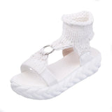 Zingj Bottom Female Sandals Knit Wool Thread Loose Cake Bottom Hot Selling Student Women's Shoes- Outfit