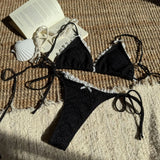 2025 Bumpy Bow Lace With Sexy Dew Parted Swimsuit