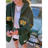 Vintage Oversized Women Hoodies Harajuku Aesthetic Zip Up Hooded Sweatshirt Top Long Sleeve E Girl Clothes Casual