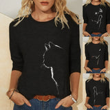 Knitted Leisure Long-sleeved Animal Print Round Neck Casual