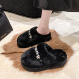 Head Half Slippers Women Wear 2025 New Autumn And Winter Home Thick Bottom Net Red Senior Sense Hair Hair