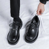 Zingj Big Head Leather Shoes Men's Casual Business Round Head Derby Shoes 2023 Dark British Wind Trend