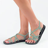 Zingj Size Summer Beach Sandals Women Clip Toe Rope Knot Flat Slippers Women- Outfit