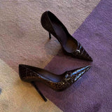 Working Shoes Women Black High Heels Fine Heel Professional Tips High Heel Soft Leather Large Size Comfortable Single