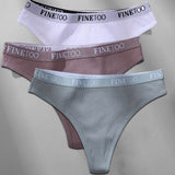 3PCS/Set M-XL Women's Thong Cotton Female Underpants Letter Waist Underwear Sexy Women's Panties Lingerie Thongs