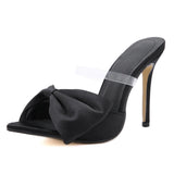 Zingj Station Pointed High Heels Big Bow Fine With Cool Slippers Long-Term Spot 35-42-Outfit