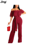 Off The Shoulder Slash Neck Overalls Jumpsuits Loose Jumpsuits For Women Rompers Lady Club Big Size Female