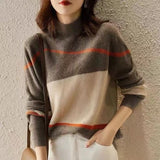 Female Set Head Spring 2025 New Foreign Style Knit Sweater Inside The Korean Version Of Loose Sweater Half Turtleneck Bottom