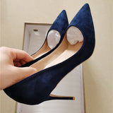 toe 10cm 12cm stiletto heels dress pumps shallow slip-on Tibetan blue banquet work concise women shoes RM002