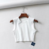 Summer vintage white crop tops women biker black punk sexy tank top korean streetwear cropped sleeveless top